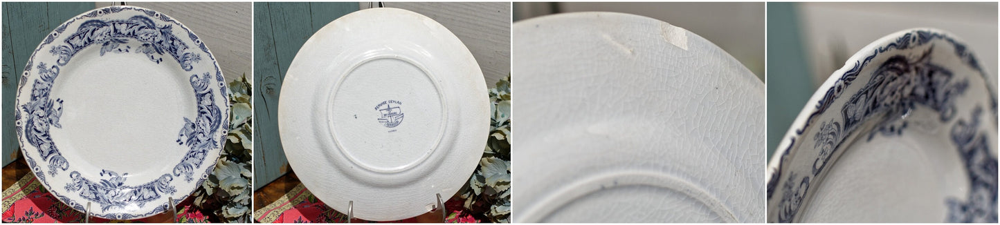 French Ironstone Small Plate Service Ceylan  Creil et Montereau Labrador depose terre de fer