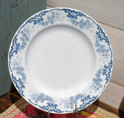 French Ironstone Blue Transferware Salad Plate RIVOLI Motif K&G (Keller et Guérin) Lunéville France Terre de Fer