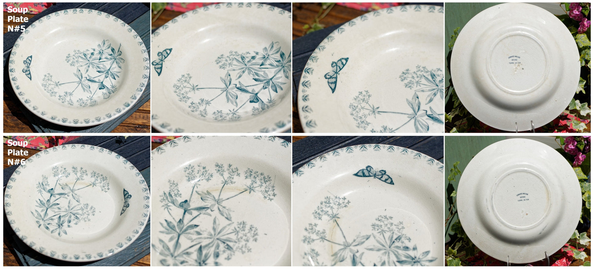 French Ironstone Teal Transferware Plate SERVICE VALIUS DEPOSE TERRE DE FER 