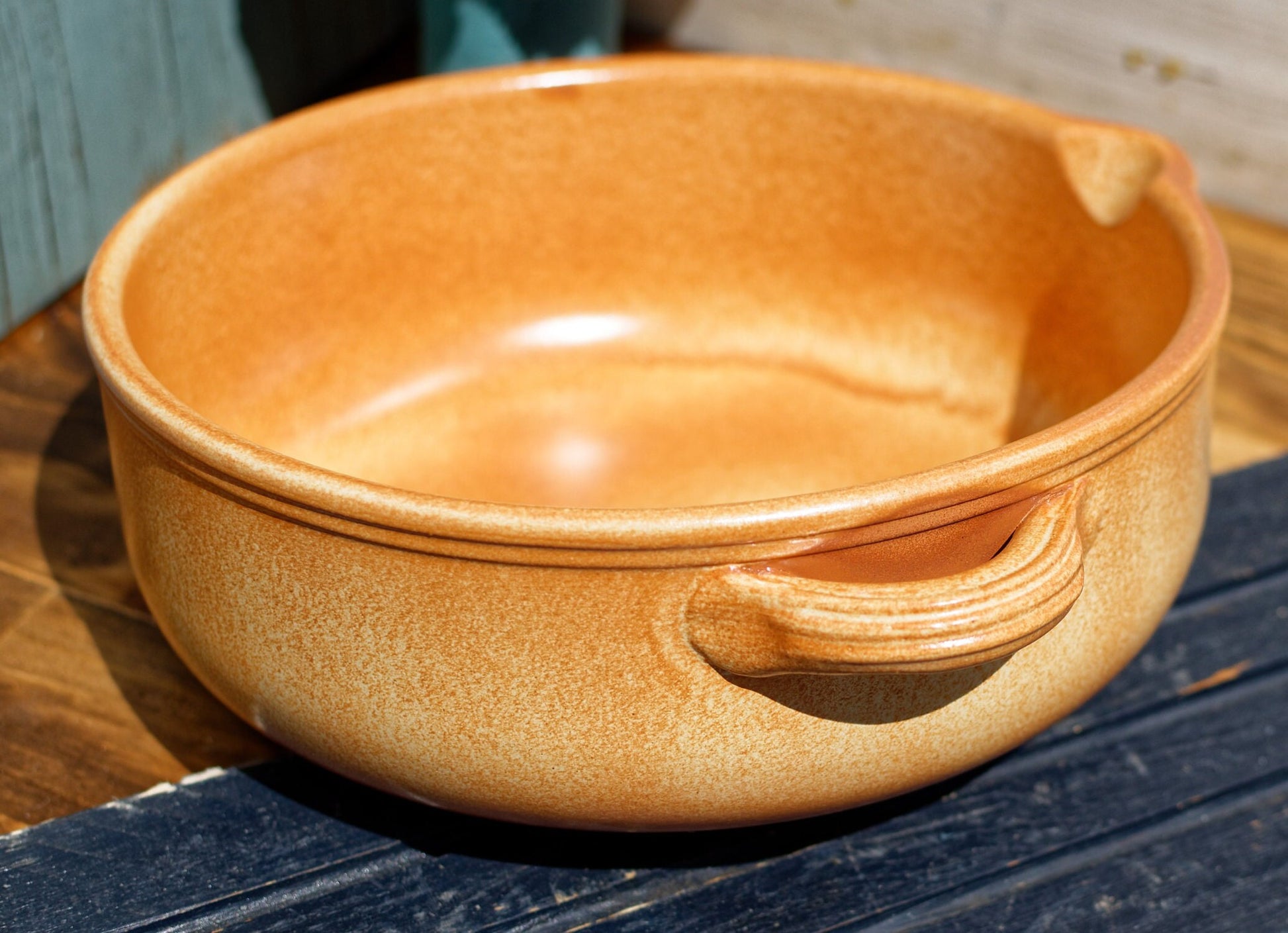 French Glazed Stoneware Serving Bowl Old Grespots DIGOIN FRANCE 8Poelons en terre cuites vernissée