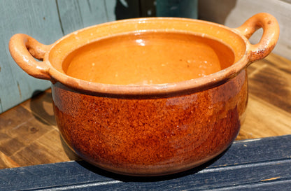 French Glazed Stoneware Serving Bowl with Handles Terre Cuit