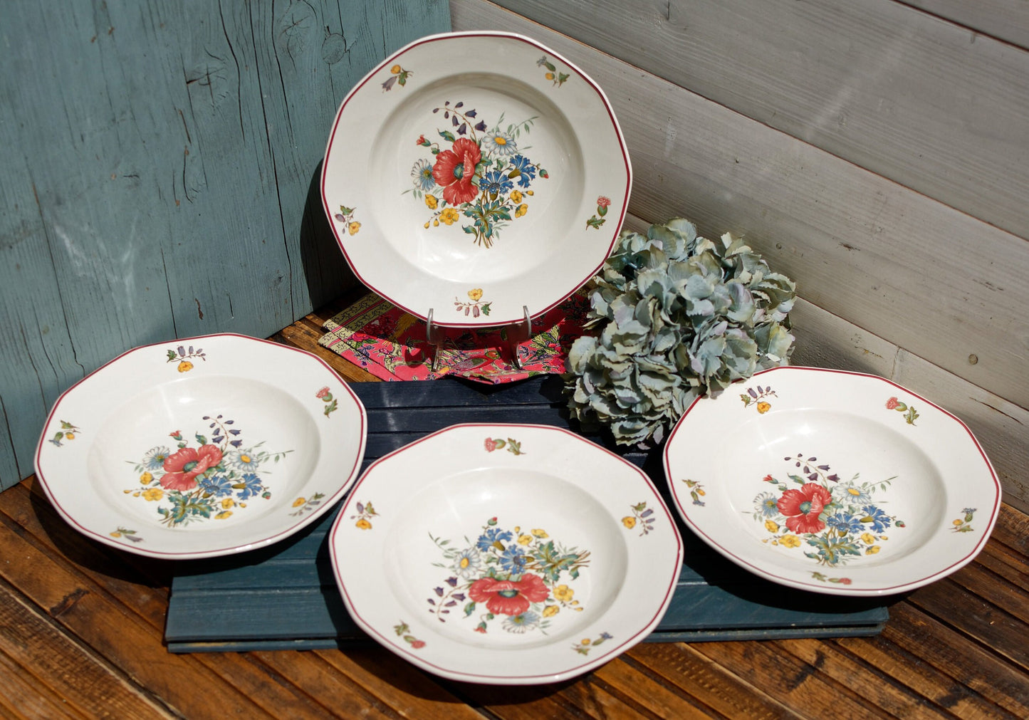 French German Ironstone Soup Plate OLD ABBEY WARE Fleurs Des Champs V & B.M SAAR Basin 1584 Villeroy & Boch