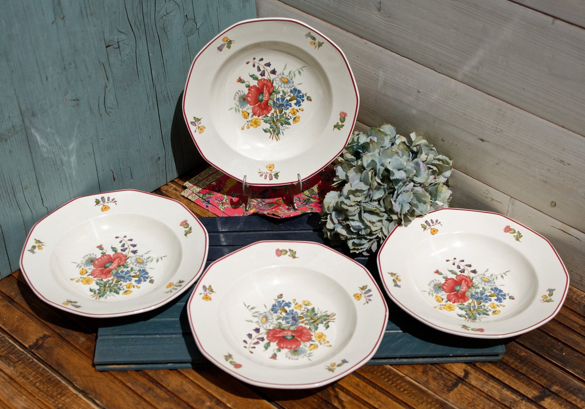 French German Ironstone Soup Plate OLD ABBEY WARE Fleurs Des Champs V & B.M SAAR Basin 1584 Villeroy & Boch