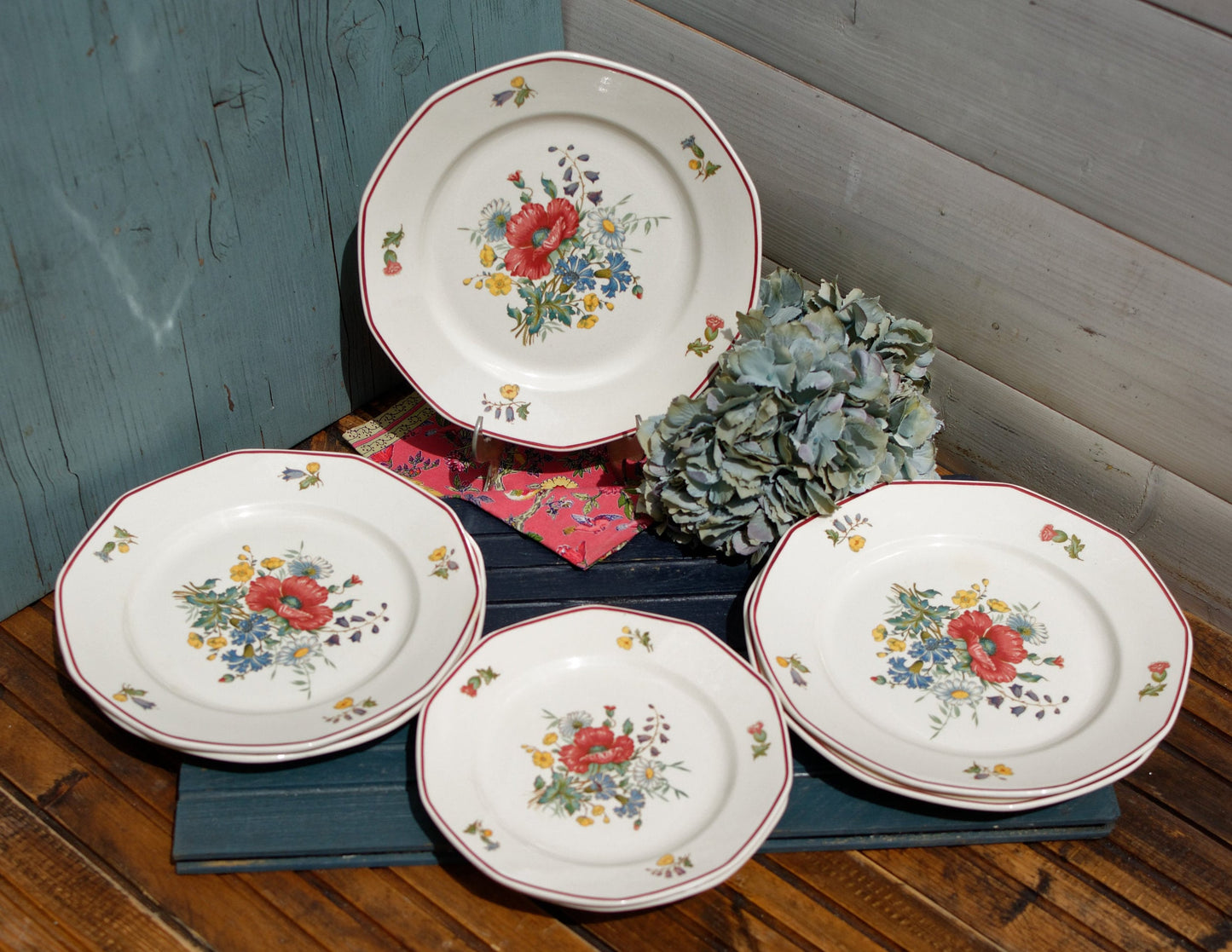 French German Ironstone Dinner Plate OLD ABBEY WARE Fleurs Des Champs V & B.M SAAR Basin 1584 Villeroy & Boch