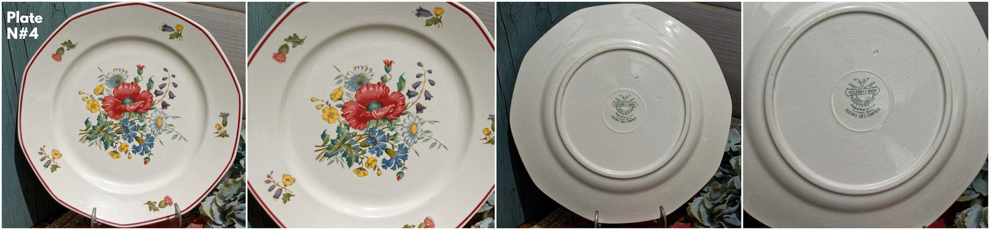 French German Ironstone Dinner Plate OLD ABBEY WARE Fleurs Des Champs V & B.M SAAR Basin 1584 Villeroy & Boch