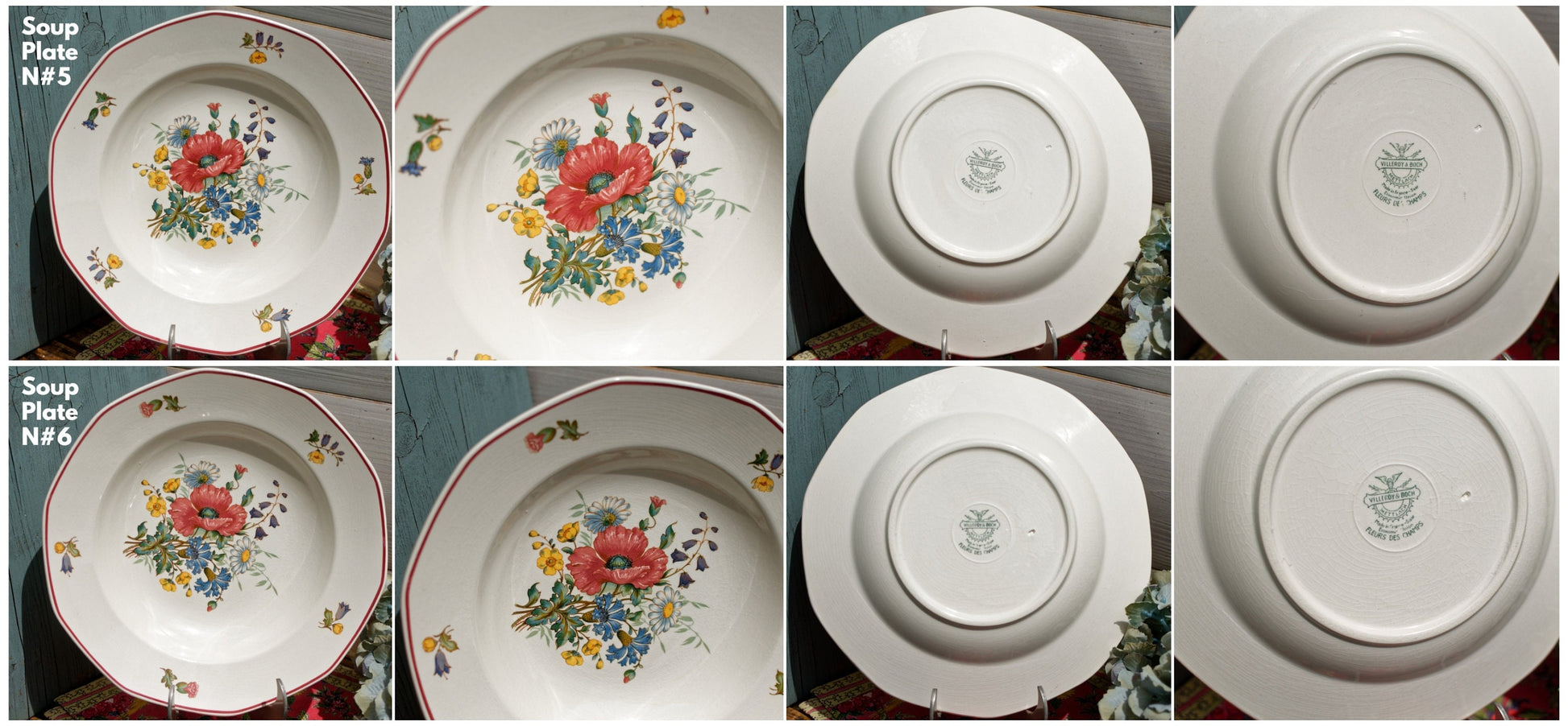 French German Ironstone Soup Plate OLD ABBEY WARE Fleurs Des Champs V & B.M SAAR Basin 1584 Villeroy & Boch