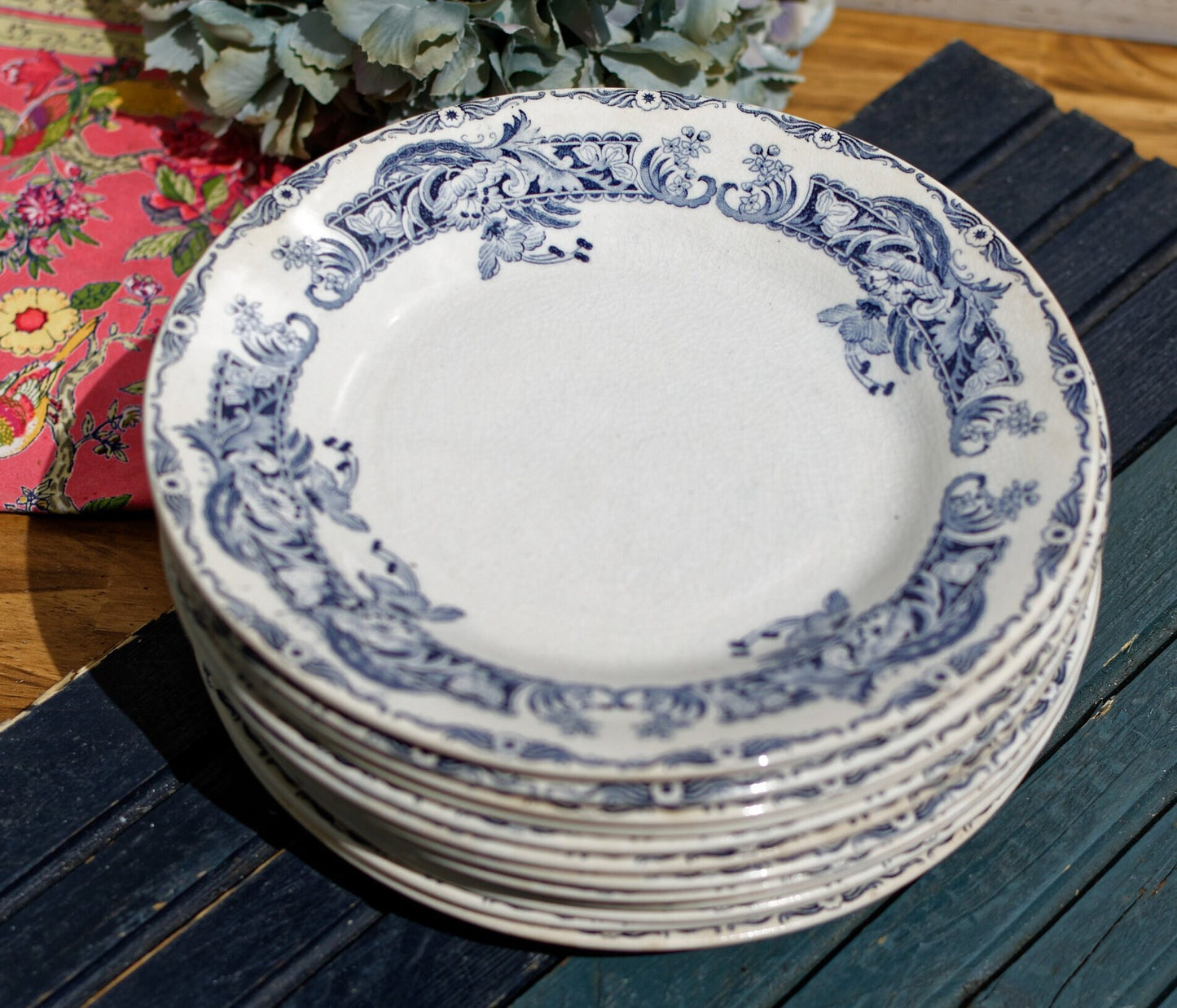 French Ironstone Small Plate Service Ceylan  Creil et Montereau Labrador depose terre de fer