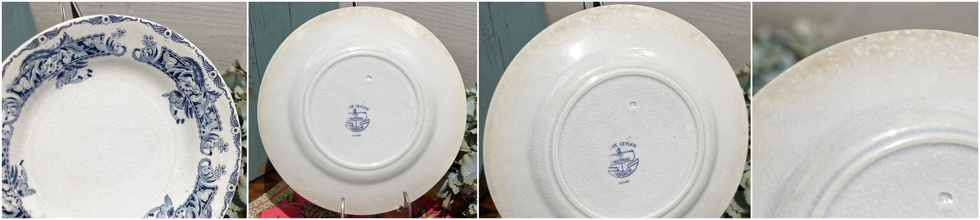 French Ironstone Small Plate Service Ceylan  Creil et Montereau Labrador depose terre de fer