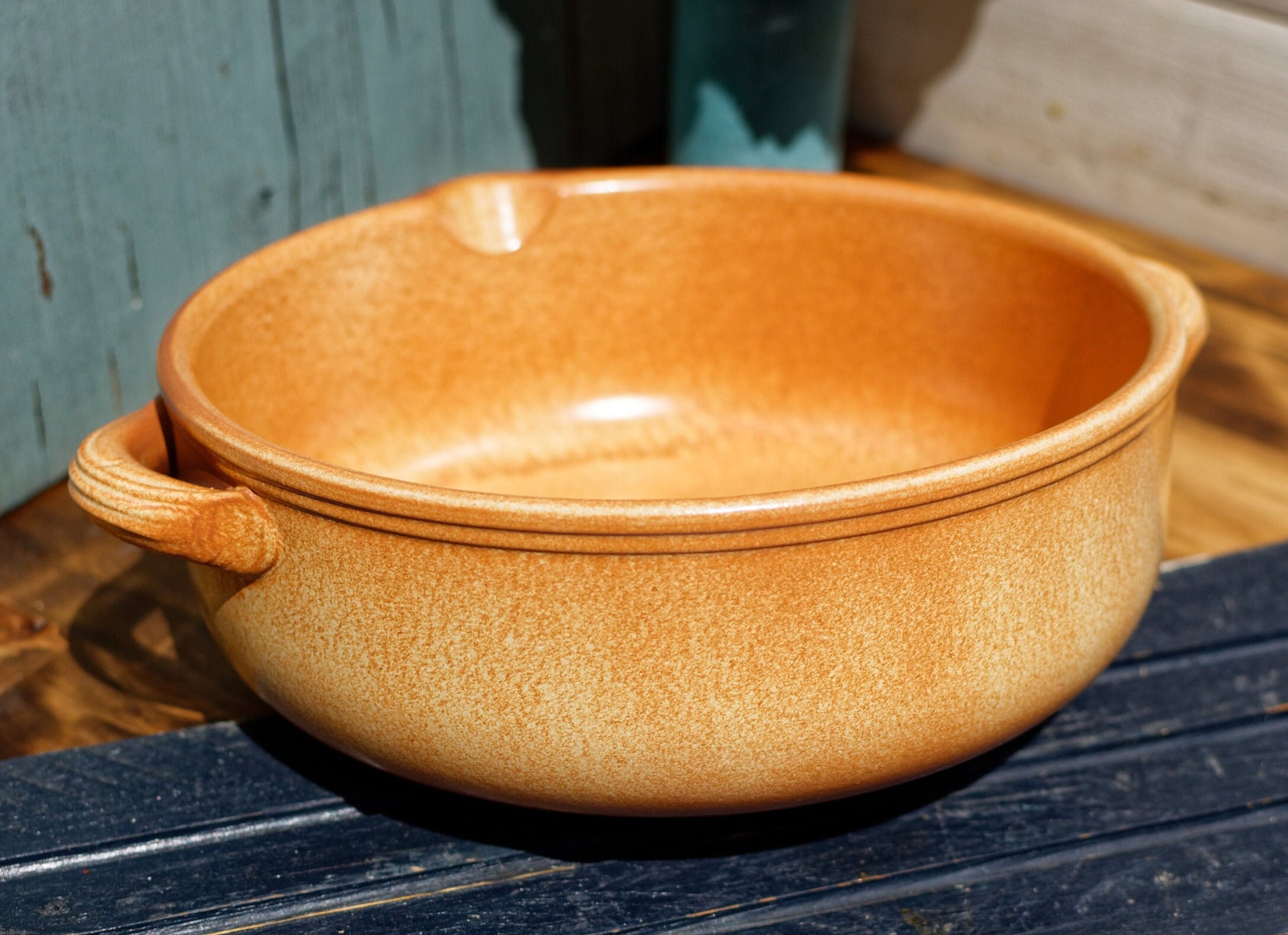 French Glazed Stoneware Serving Bowl Old Grespots DIGOIN FRANCE 8Poelons en terre cuites vernissée