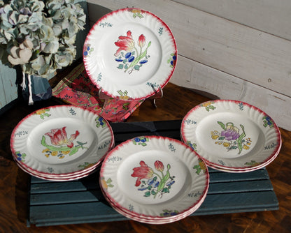 French Ironstone Hand-painted Floral Plate Marseille Longwy France Depose a la main Terre de Fer