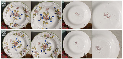 French Faience Hand-Painted Ironstone Plate Martres France Tolosane Moustier terre de fer