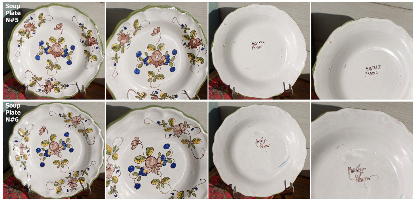 French Faience Hand-Painted Ironstone Plate Martres France Tolosane Moustier terre de fer