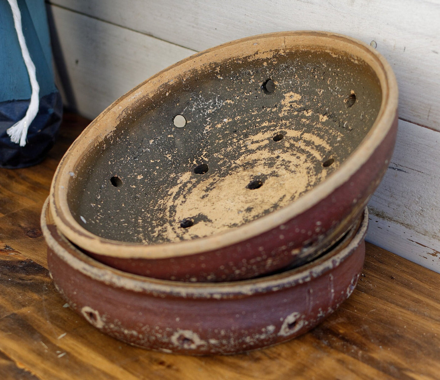 French Antique Stoneware Cheese Mold Handmade Terra Cotta Terre Cuite Faisselle