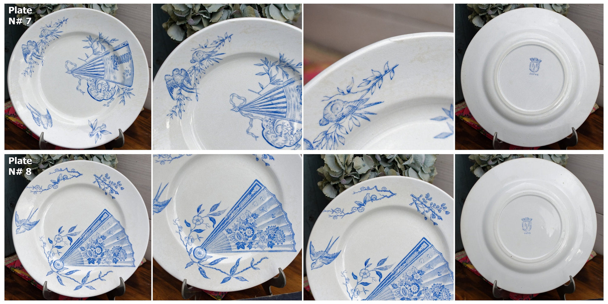 1900s ~ Rare French Antique TRANSFERWARE Dinner Plate ~ Saint Amand et Hamage Nord ~ "JAPON" Motif ~ Terre de fer ~ Earthware ~ Ironstone