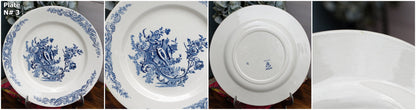 French Ironstone Blue Transferware Dinner Plate Terre de Fer ~ S&G Louis XV Faïencerie de Clairefontaine (S.G. Sanejouand Graves)