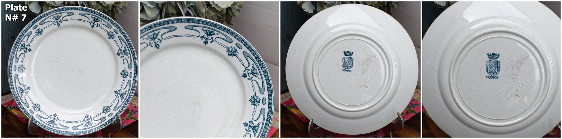 French Ironstone Blue transferware Plate MOGADOR St Amand Ste des Grands Établissements Céramiques Terre de Fer 