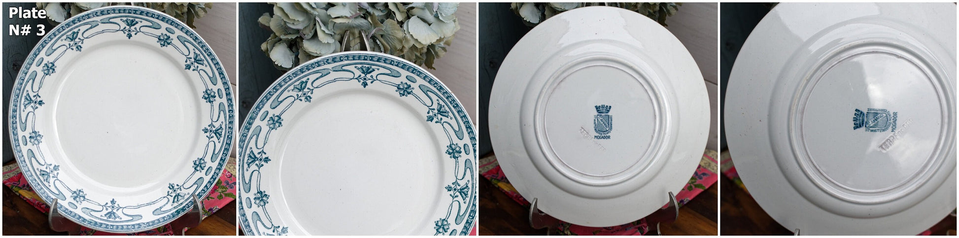 French Ironstone Blue transferware Plate MOGADOR St Amand Ste des Grands Établissements Céramiques Terre de Fer 