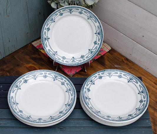 French Ironstone Blue transferware Plate MOGADOR St Amand Ste des Grands Établissements Céramiques Terre de Fer