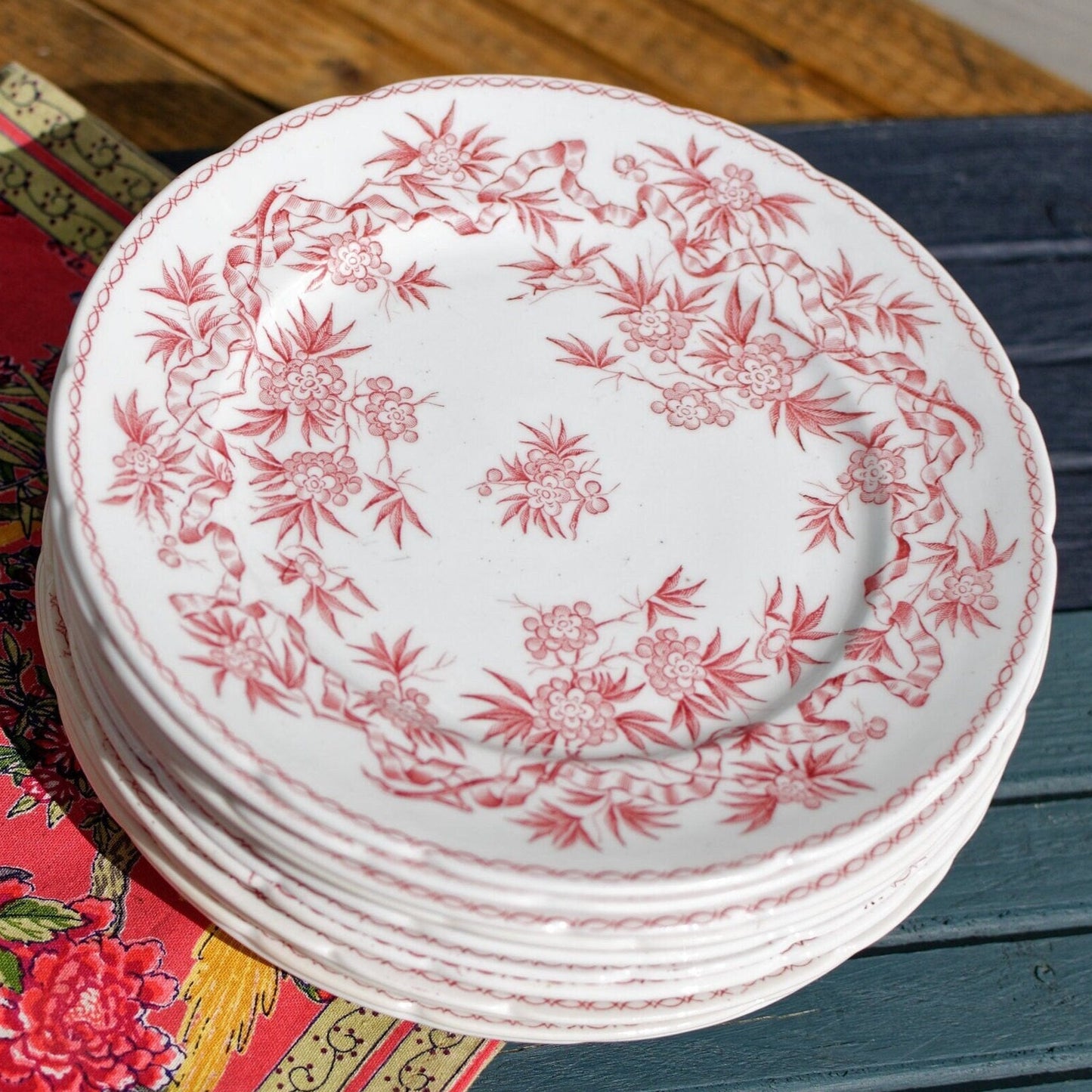  French Ironstone Red Transferware Small Plate Sarreguemines Terre de Fer