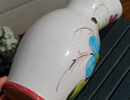 French Hand-Painted Porcelain Floral Pitcher Fait Main