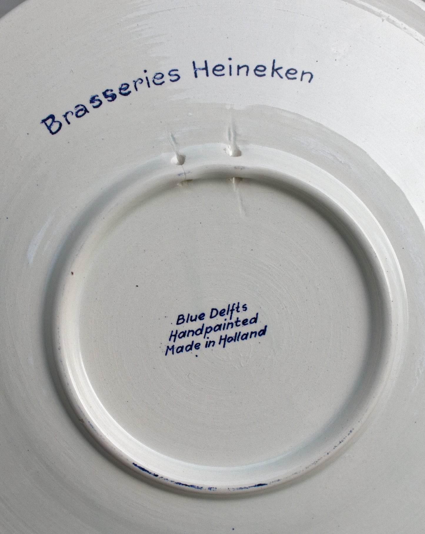 Vintage Collectible Hand-Painted Blue DELFTs Hanging Wall Plate ~ Brasserie Heineken ~ Made in Holland