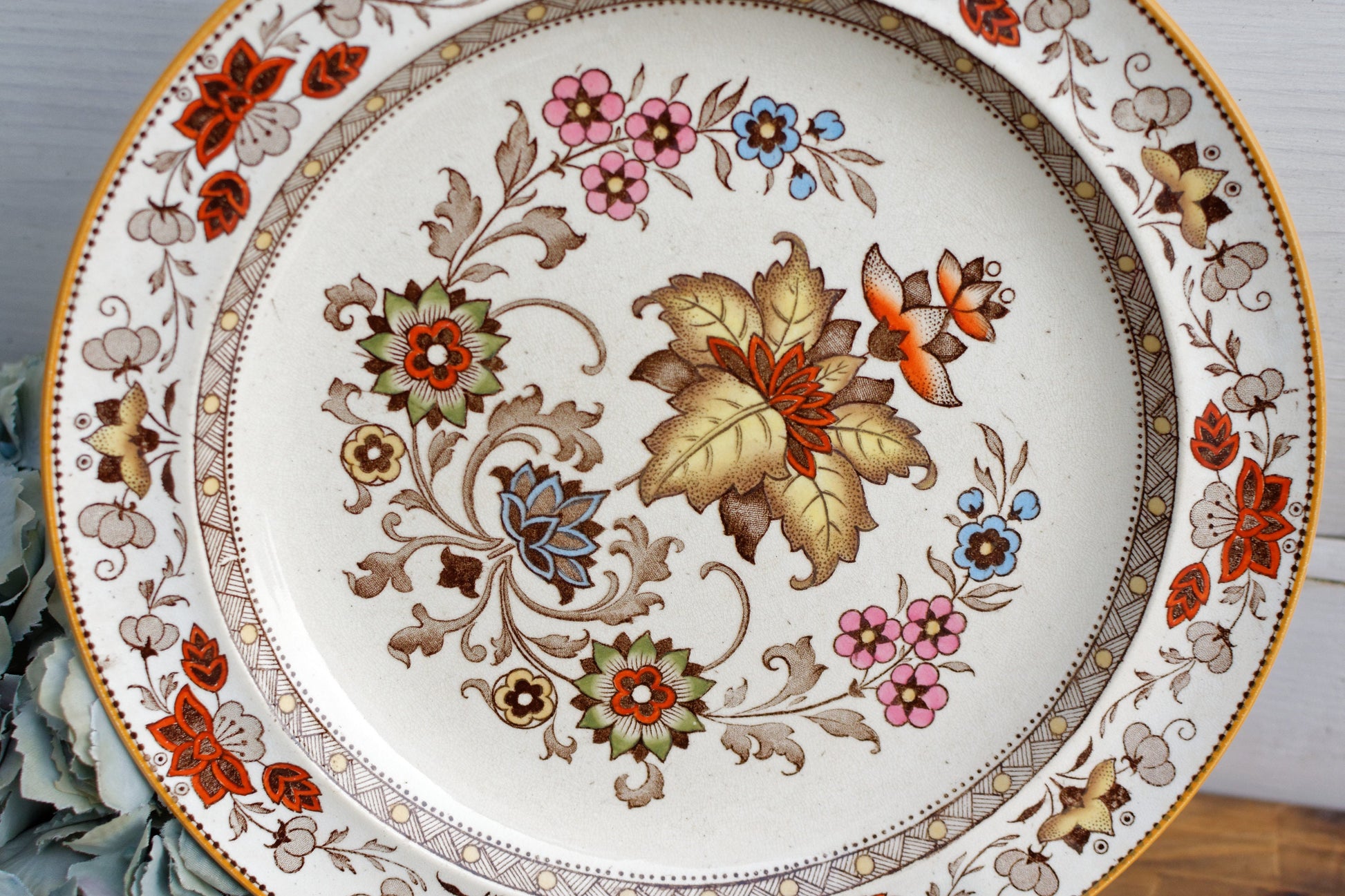 1860s Collectible Fine English Ironstone Decorative Plate MANDARIN Wedgwood England