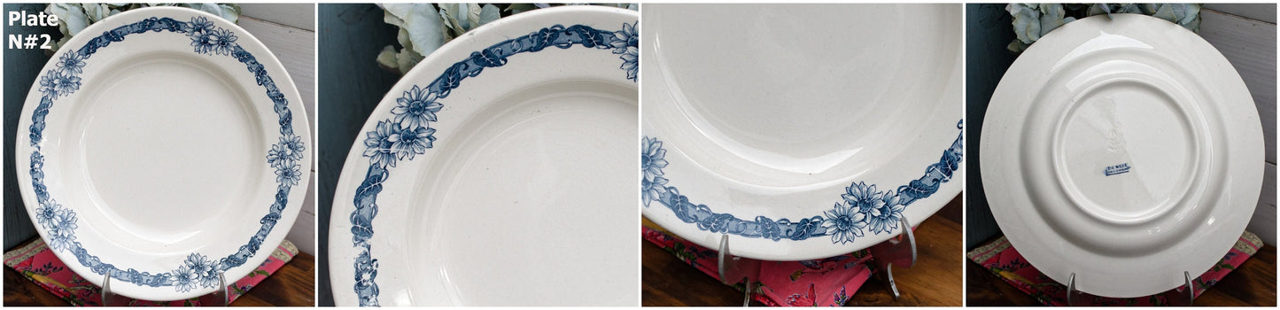 French Ironstone Blue Transferware Plate DENISE Longchamp Terre de Fer