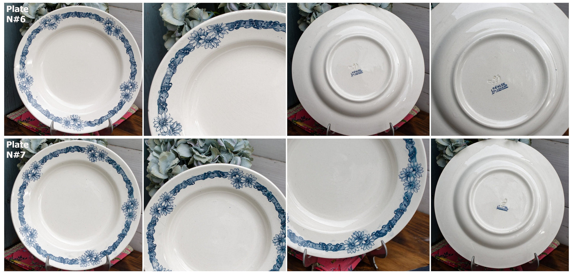 French Ironstone Blue Transferware Plate DENISE Longchamp Terre de Fer