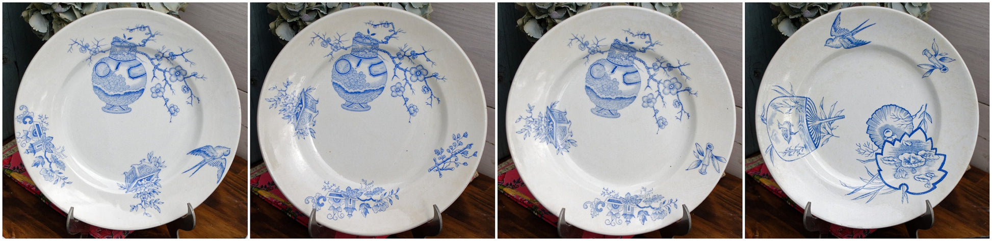 1900s ~ Rare French Antique TRANSFERWARE Dinner Plate ~ Saint Amand et Hamage Nord ~ "JAPON" Motif ~ Terre de fer ~ Earthware ~ Ironstone