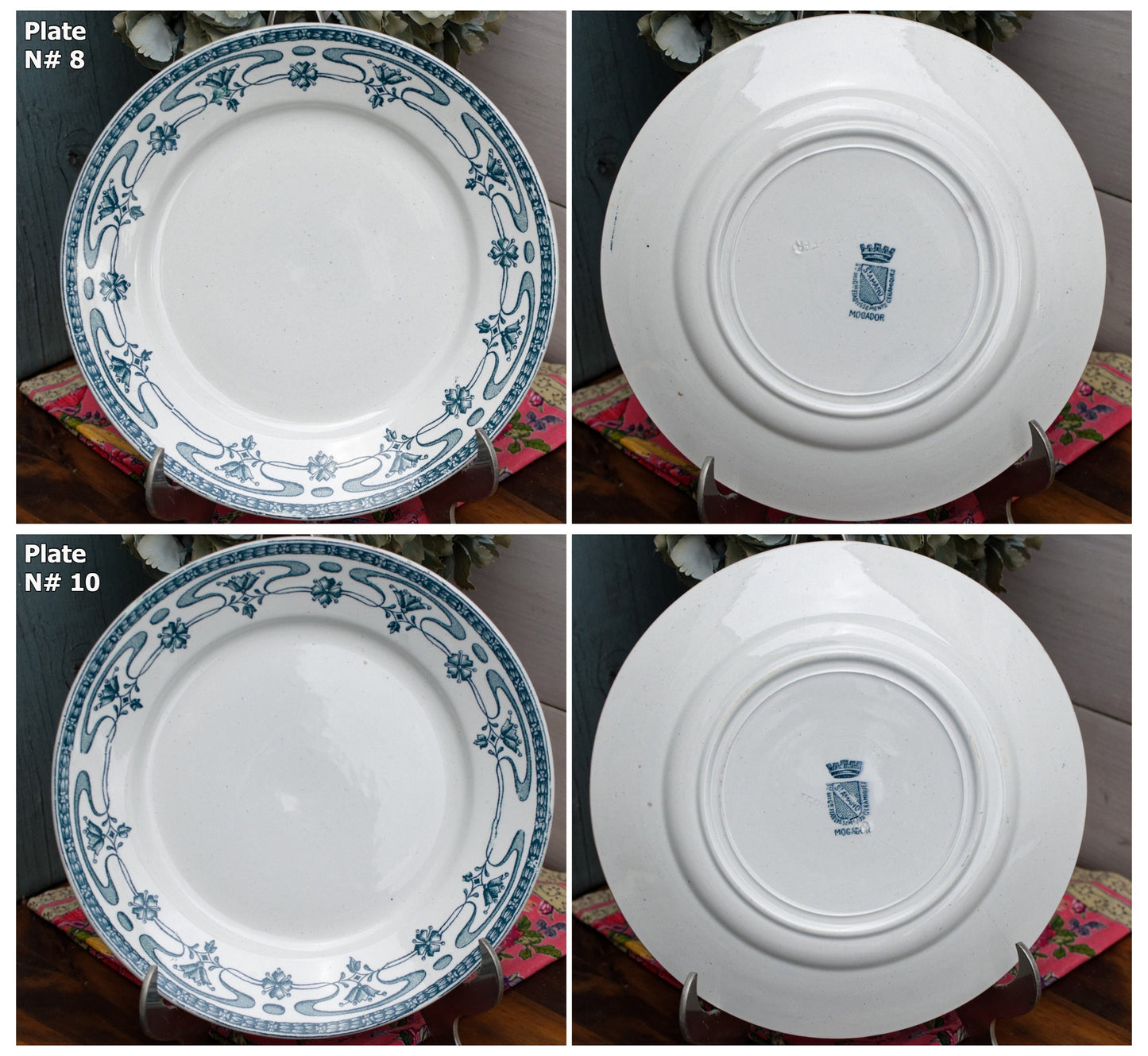 French Ironstone Blue transferware Plate MOGADOR St Amand Ste des Grands Établissements Céramiques Terre de Fer 