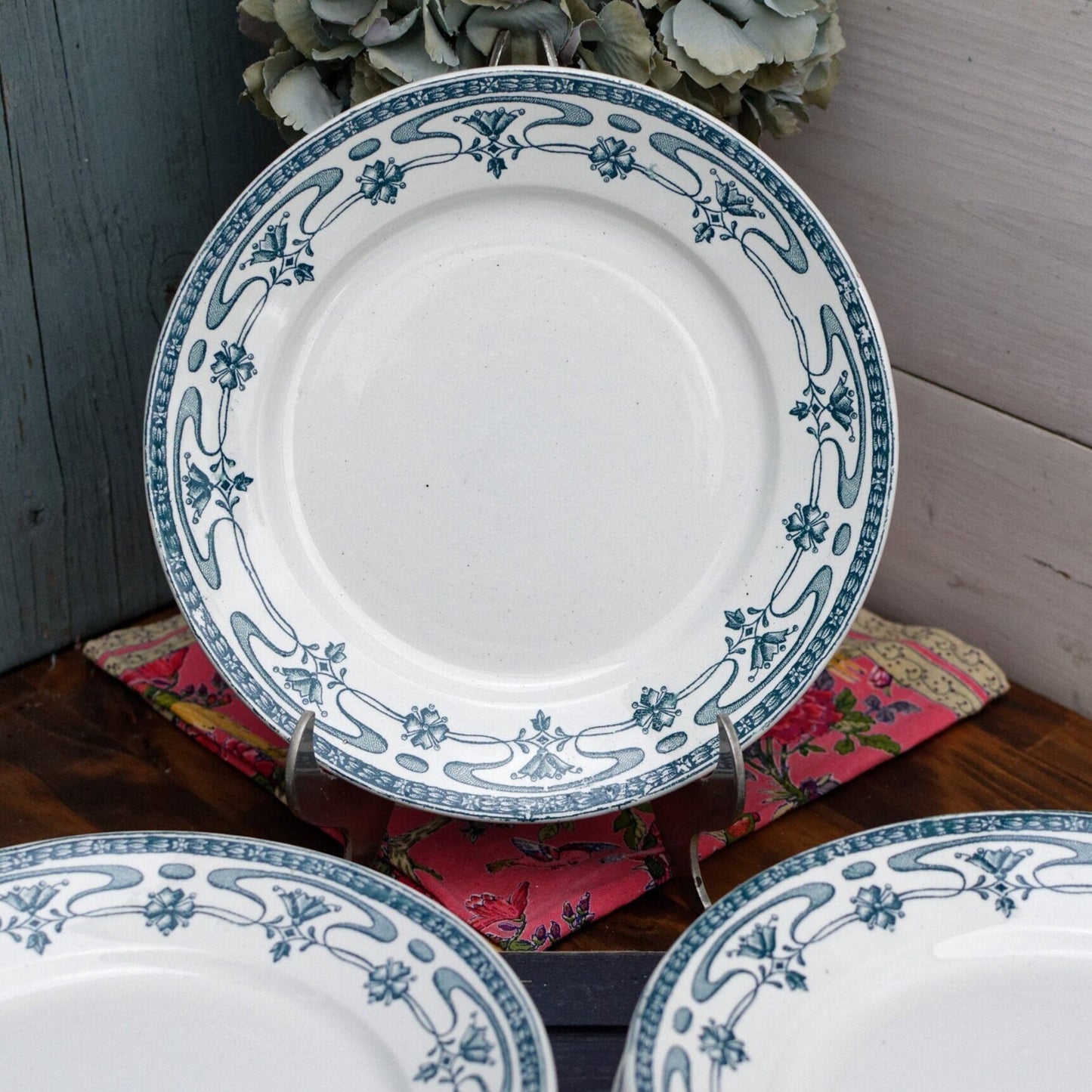 French Ironstone Blue transferware Plate MOGADOR St Amand Ste des Grands Établissements Céramiques Terre de Fer 