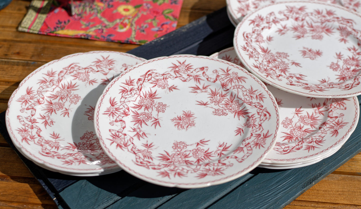  French Ironstone Red Transferware Small Plate Sarreguemines Terre de Fer