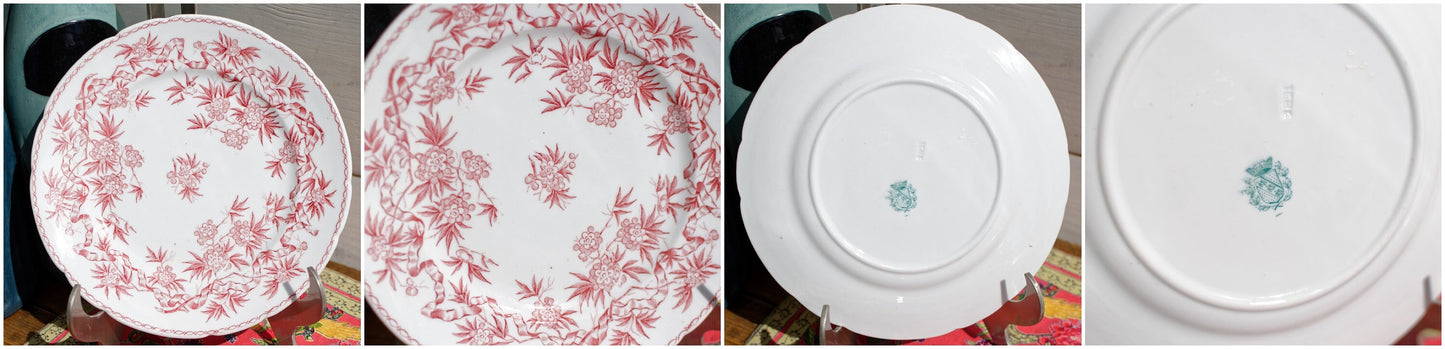  French Ironstone Red Transferware Small Plate Sarreguemines Terre de Fer