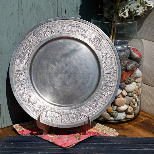 German Vintage Collectible Pewter Silver Hanging Plate ~ Feinzinn 95% St Galler Prage Étáin