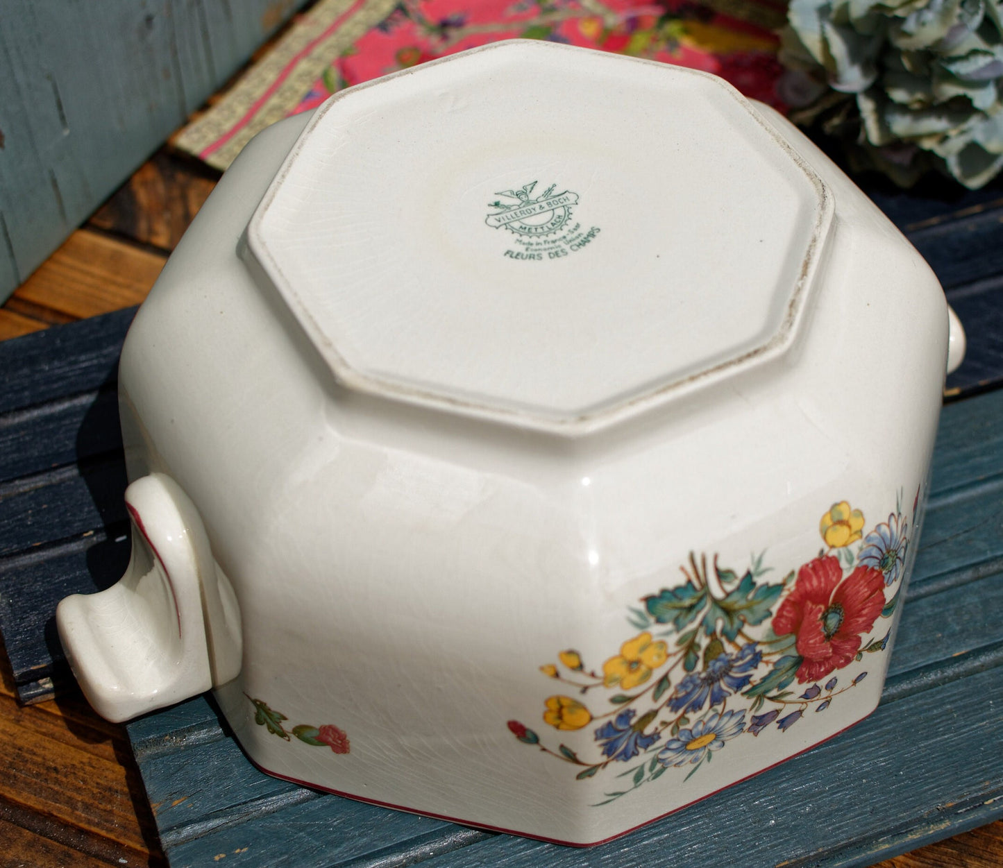 French German Ironstone Serving Bowl OLD ABBEY WARE Fleurs Des Champs V & B.M SAAR Basin 1584 Villeroy & Boch