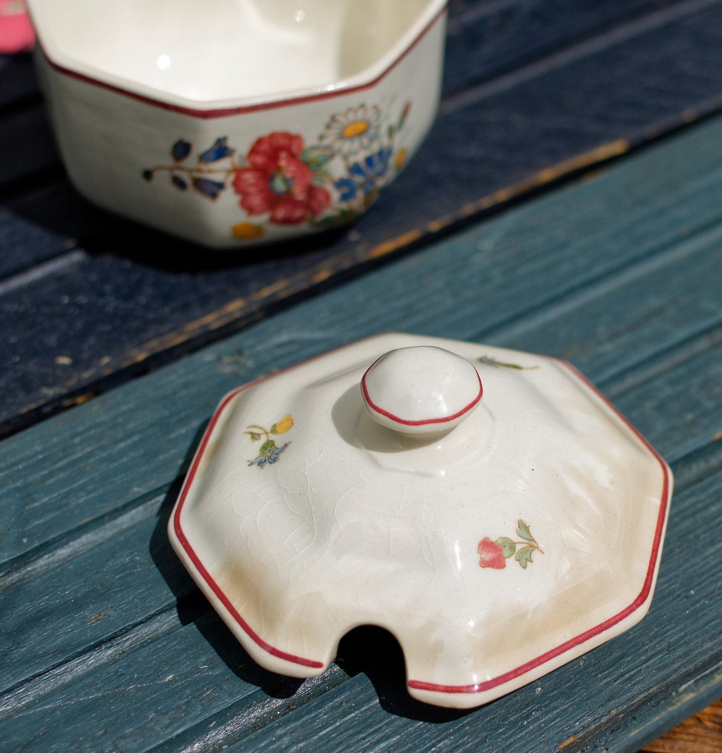 French German Ironstone Serving Piece OLD ABBEY WARE Fleurs Des Champs V & B.M SAAR Basin 1584 Villeroy & Boch