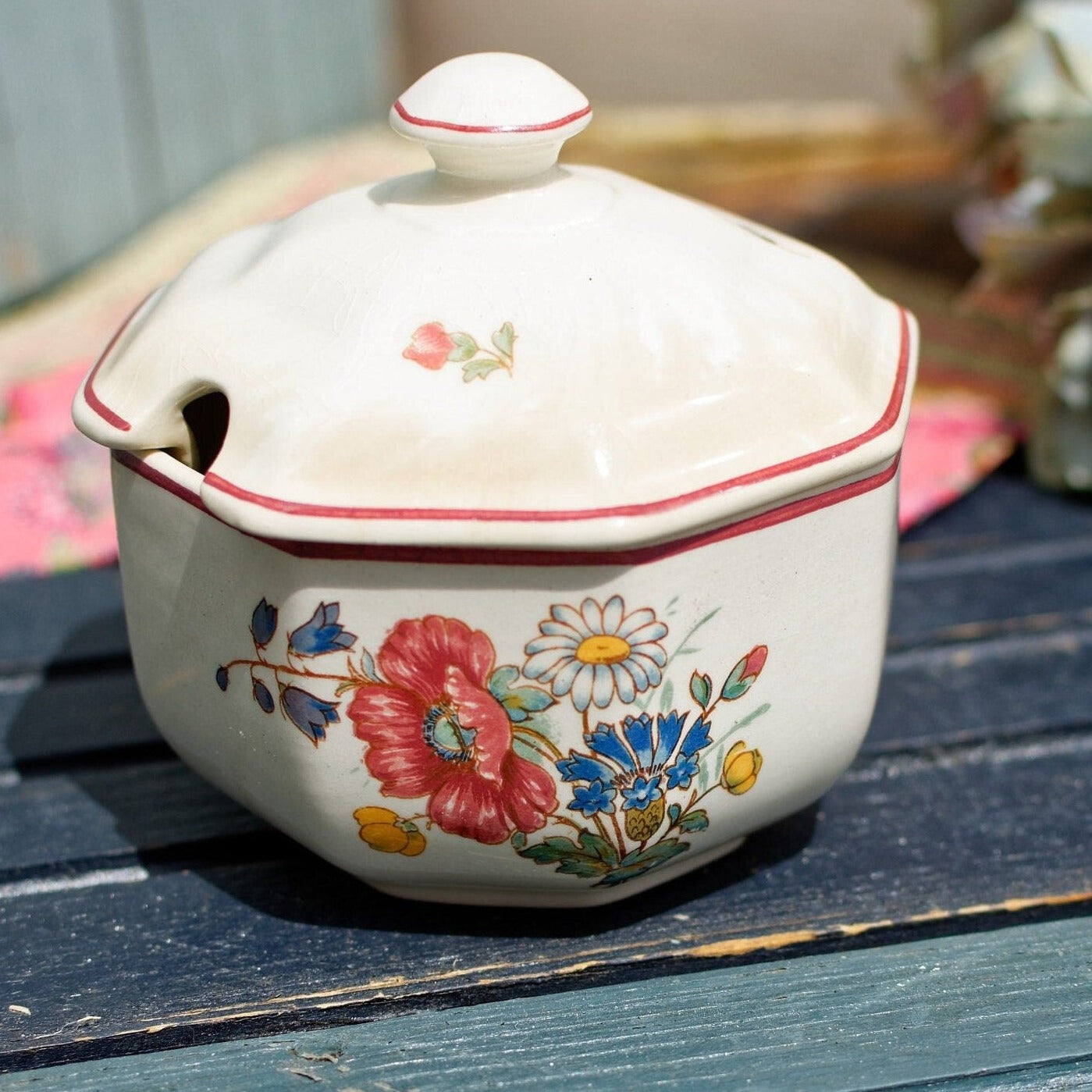 French German Ironstone Serving Piece OLD ABBEY WARE Fleurs Des Champs V & B.M SAAR Basin 1584 Villeroy & Boch