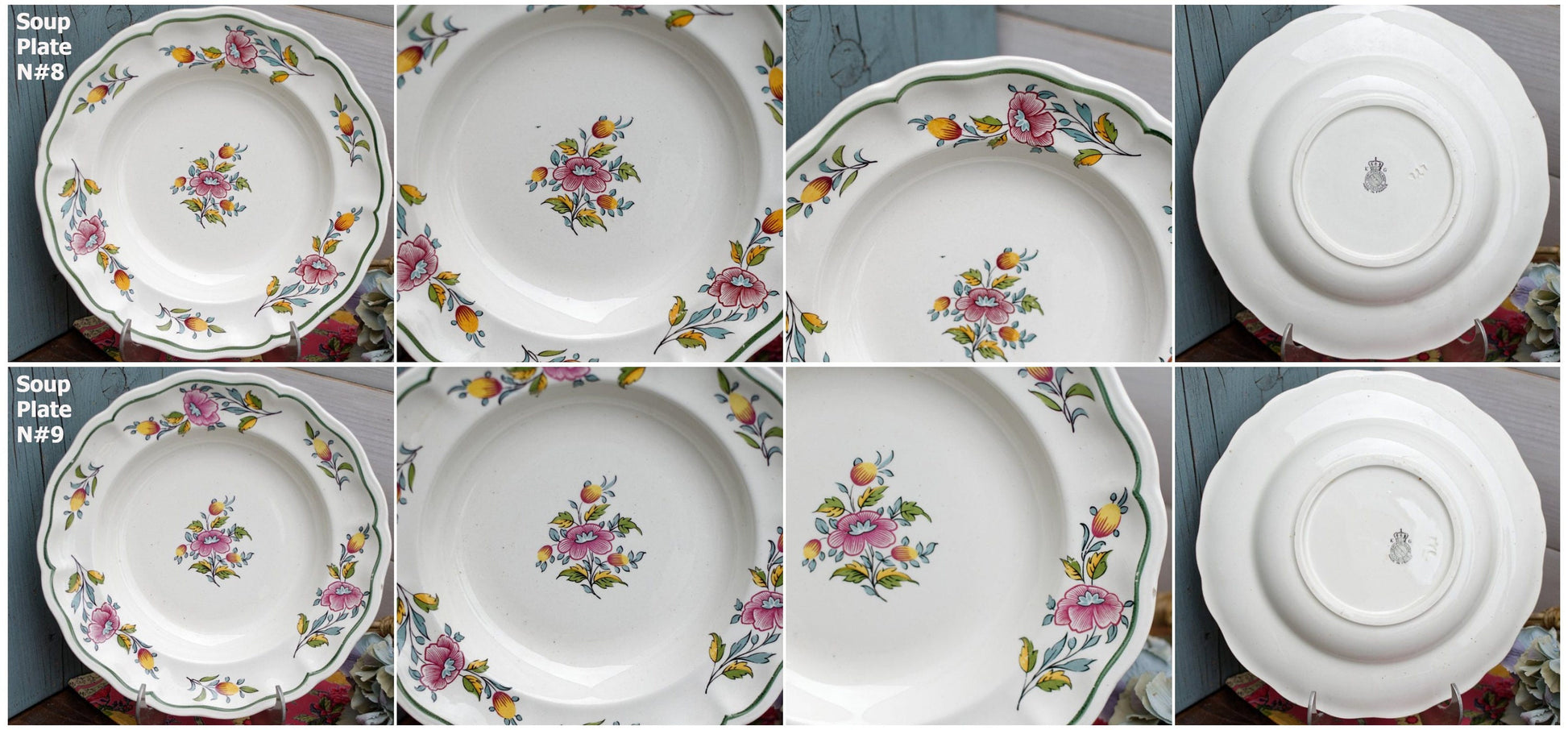 French Ironstone Hand-Painted Soup Plate K&G (Keller et Guérin), Porcelaine de Lunéville, France Terre de Fer