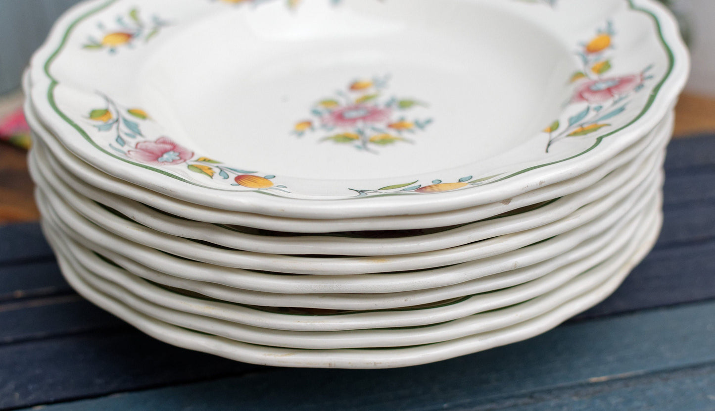 French Ironstone Hand-Painted Soup Plate K&G (Keller et Guérin), Porcelaine de Lunéville, France Terre de Fer