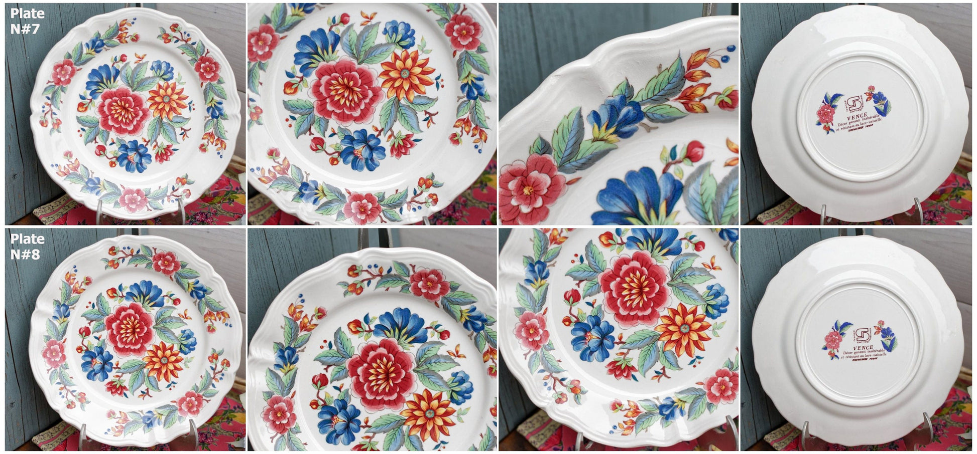 French Vintage Hand-Painted Ironstone Small Plate Sarreguemines VENCE terre de fer