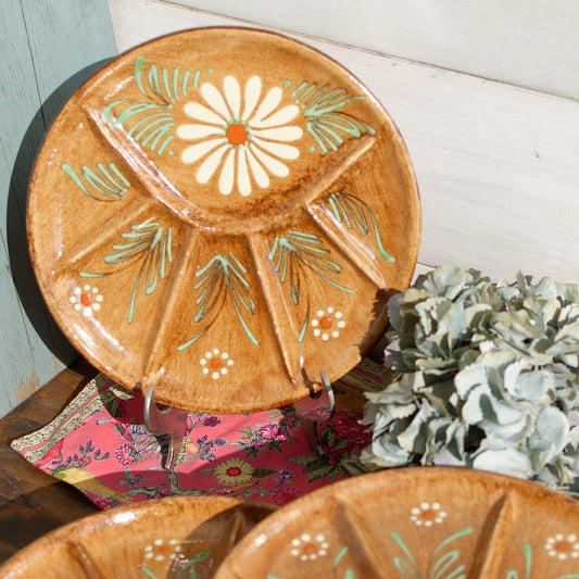 French Glazed Stoneware Fondue Plate ALSACE SOUFFLENHEIM Poelons en terre cuites vernissée