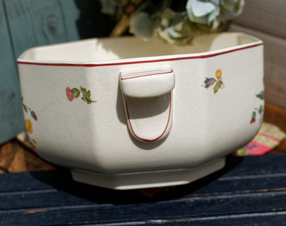 French German Ironstone Serving Bowl OLD ABBEY WARE Fleurs Des Champs V & B.M SAAR Basin 1584 Villeroy & Boch