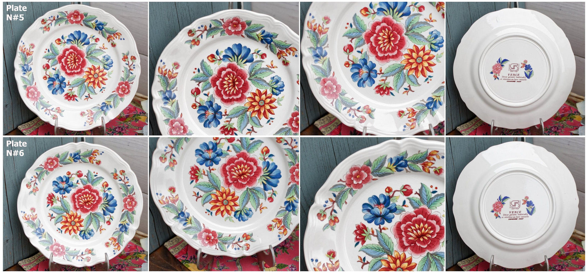 French Vintage Hand-Painted Ironstone Small Plate Sarreguemines VENCE terre de fer