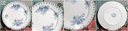 French Ironstone Blue Transferware Small Plate FLORE Sarreguemines U&C Terre de Fer