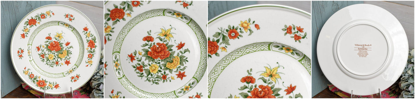 French German Ironstone Plate Villeroy & Boch 1748 Summerday Vitro-Porzellan Sputmaschinenfest Garanti lave-vaiselle Dishwasher Safe W. Germany