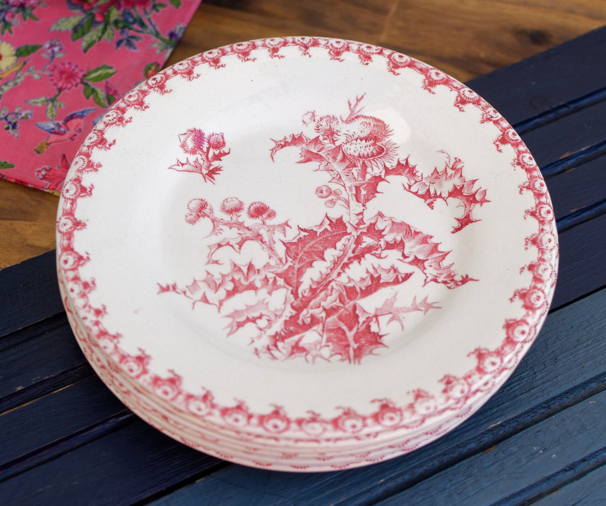 French Ironstone Red Plate CHARBONS Porcelaine opaque de Gien Terre de Fer 