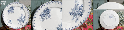 French Ironstone Blue Transferware Small Plate FLORE Sarreguemines U&C Terre de Fer