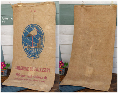 French Antique Grain Sack Farm Agricultural Advertising Jute Hessian Burlap Bag Potasse d'Alsace