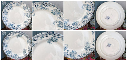 1897 ~ French Antique Ironstone Blue TRANSFERWARE Dinner Plate ~ "NEUILLY" Motif ~ La Société Française des Grands Bazars et de Nouvelles Galeries Réunis S.F.G.B.N.G.R