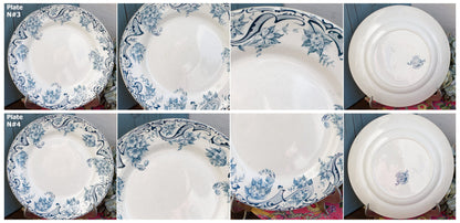 1897 ~ French Antique Ironstone Blue TRANSFERWARE Dinner Plate ~ "NEUILLY" Motif ~ La Société Française des Grands Bazars et de Nouvelles Galeries Réunis S.F.G.B.N.G.R